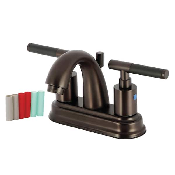 Kingston Brass Kaiser 4 in. Centerset 2-Handle Bathroom Faucet with Plastic Pop-Up in Oil Rubbed Bronze
