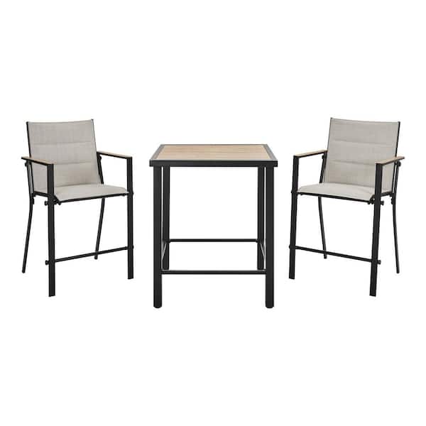 Longview 3-Piece Metal Outdoor Counter Height Dining Set With Padded Sling