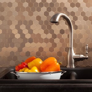 Honeycomb Matted 12 in. x 4 in. Brushed Champagne Metal Decorative Tile Backsplash (1 sq. ft.)