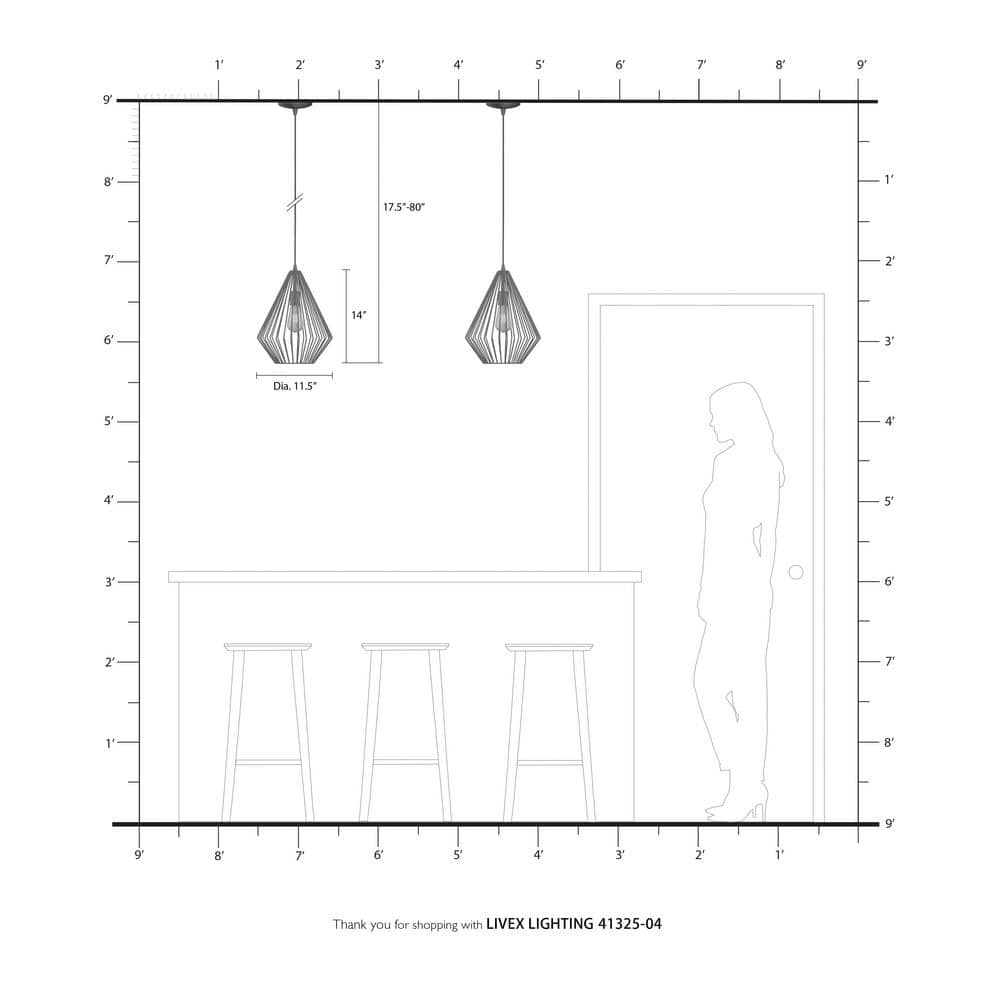 Linz Black Steel Geometric Mini Pendant Light - 21" Height