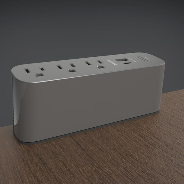 Wiremold ModPower Magnesium 3-Outlet Primary Unit Surface Mount Power Strip with USB A/C and 10 Ft. Cord