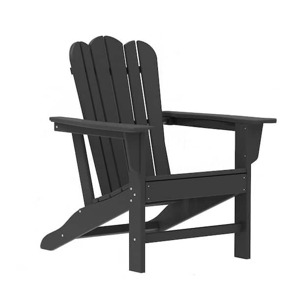 TIRAMISUBEST 30.71 in. x 31.1 in. x 36.22 in. Black Plastic Adirondack Chair