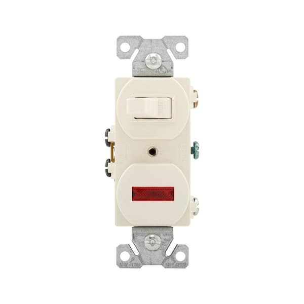 Eaton 15 Amp Single Pole Combination Toggle Switch and Pilot Light, Light Almond