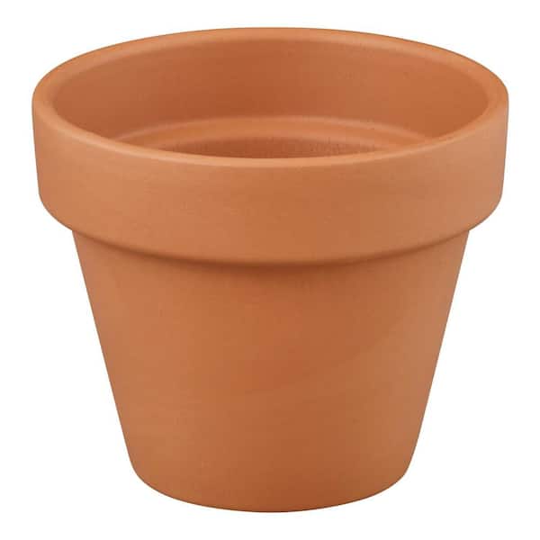 Extra Small Terracotta Clay Pot with Drainage Holes (4 in. L x 4 in. W x 4 in. H)