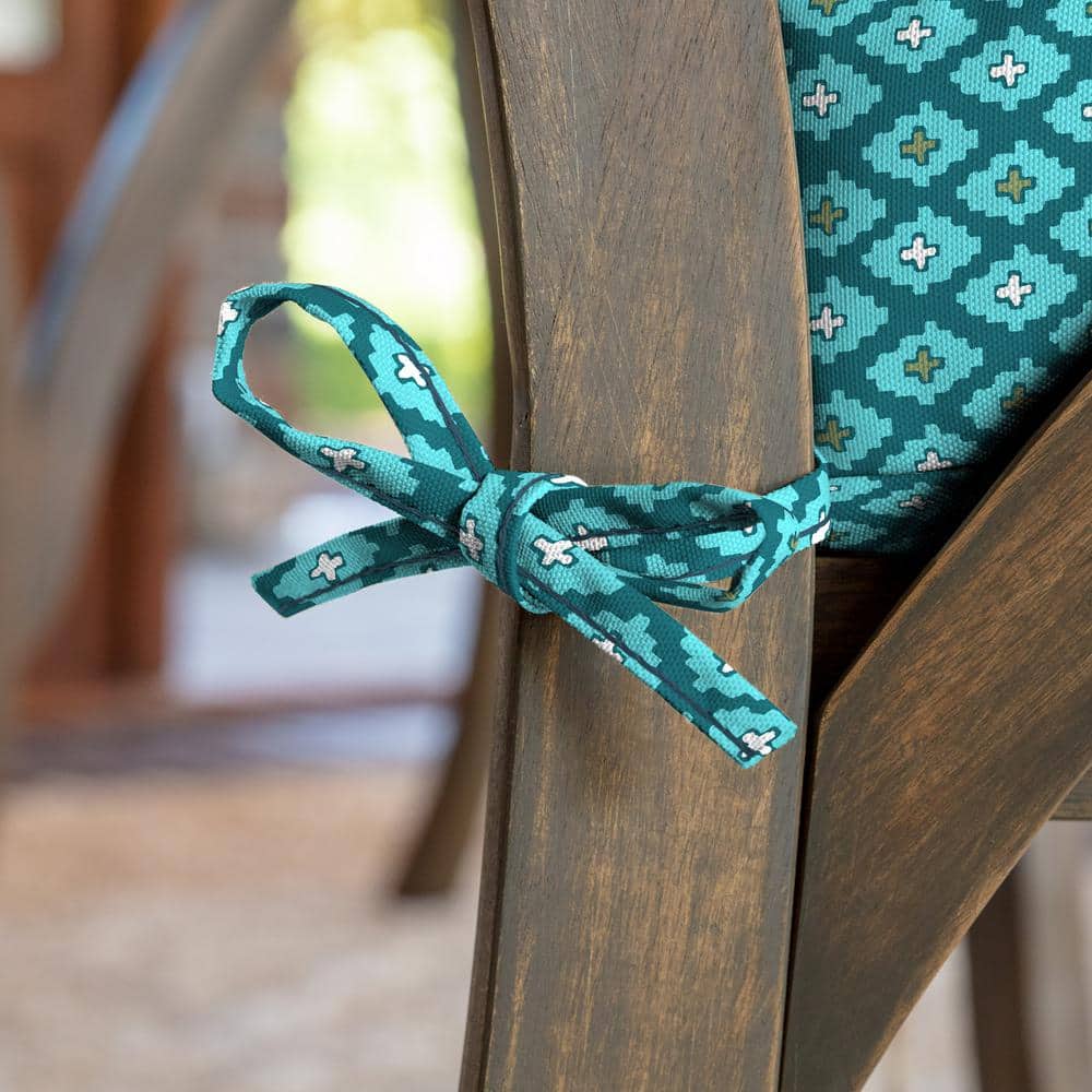 Teal Luna Geometric Outdoor Midback Dining Chair Cushion