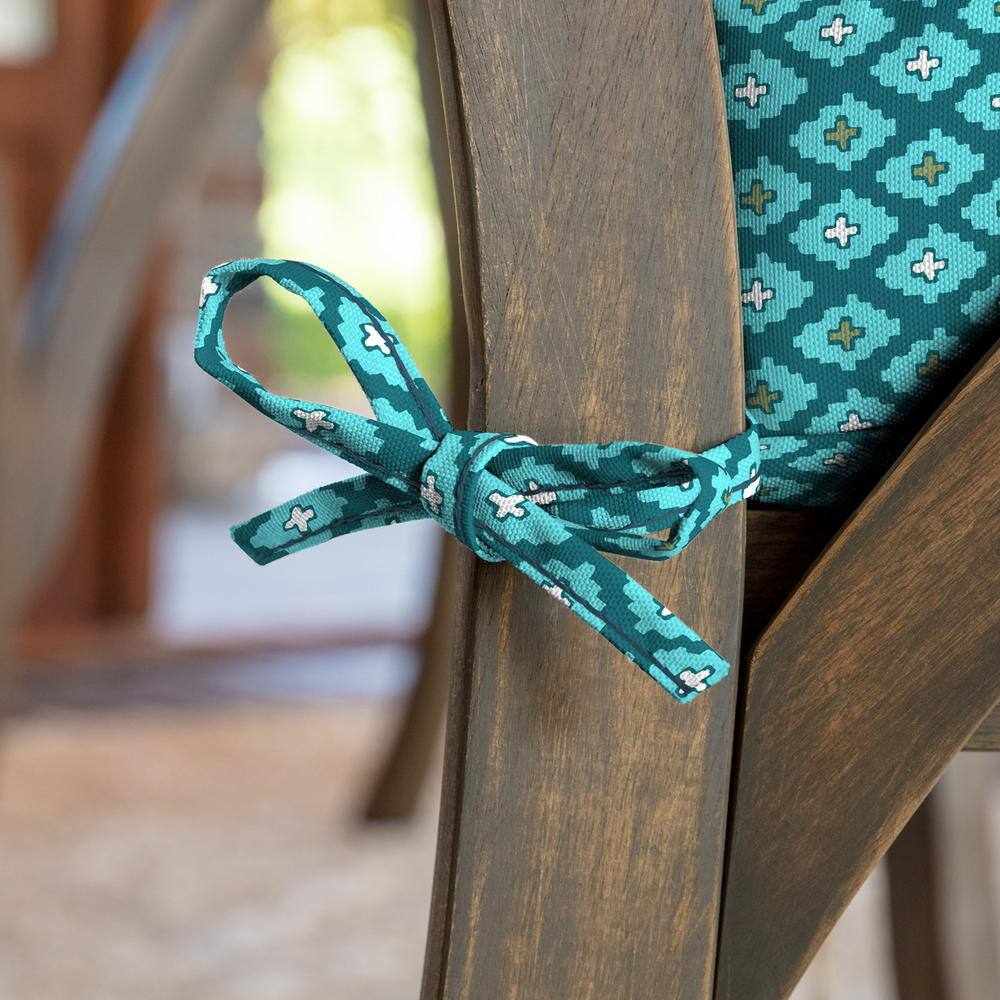 Teal Luna Geometric Outdoor Midback Dining Chair Cushion