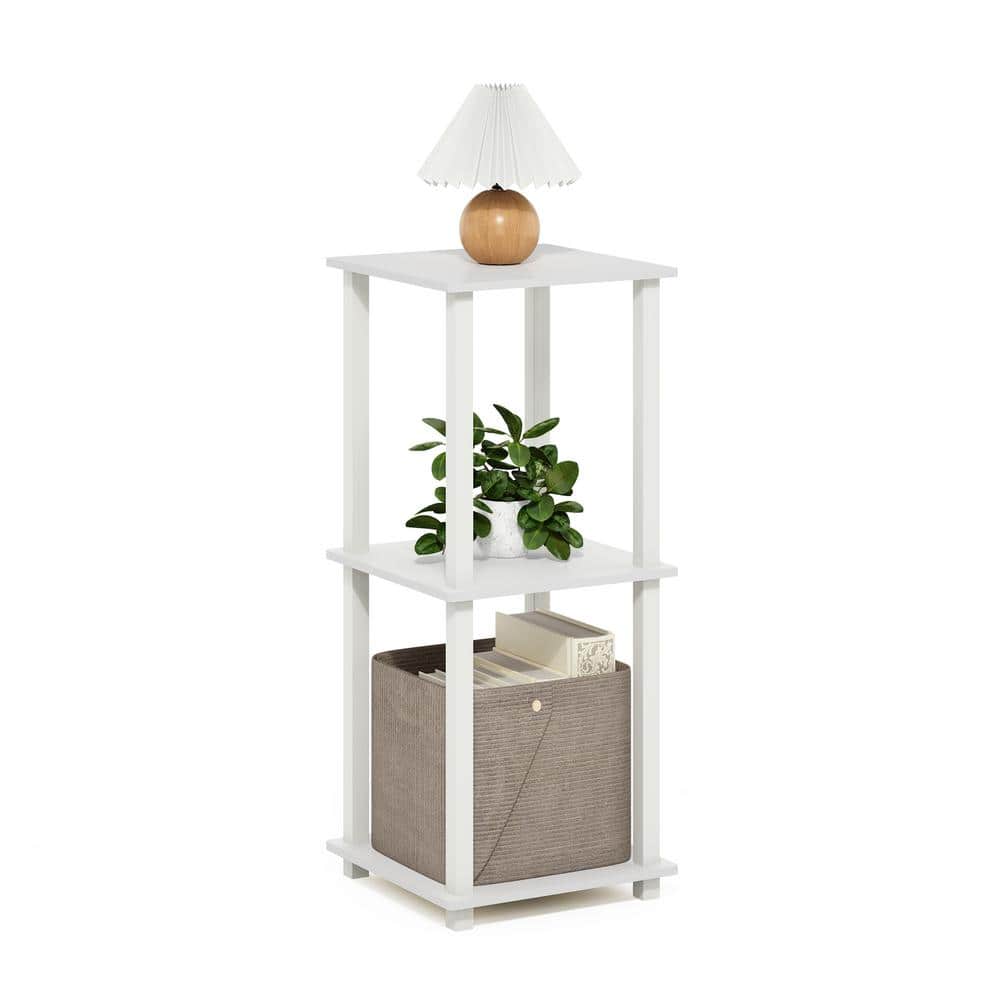 Compact White Particle Board and PVC Square End Table