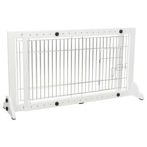 Adjustable Freestanding Pet Gate : Width Expands 40 in. to 71 in. : Lightweight : White
