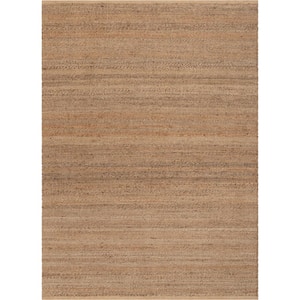 Romy Laylani Farmhouse Solid Pattern Natural 5 ft. x 7 ft. 6 in. Hand-Braided Chunky-Textured Jute Area Rug