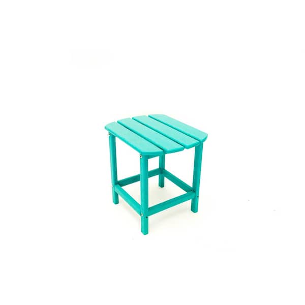 LuXeo Corona 18 in. Aruba Blue Recycled Plastic Outdoor Side Table