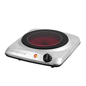 7 in. Silver Single Hot Plate Electric Glass Infrared Stove, 1000-Watt