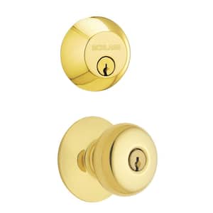 Plymouth Single Cylinder Bright Brass Knob Combo Pack