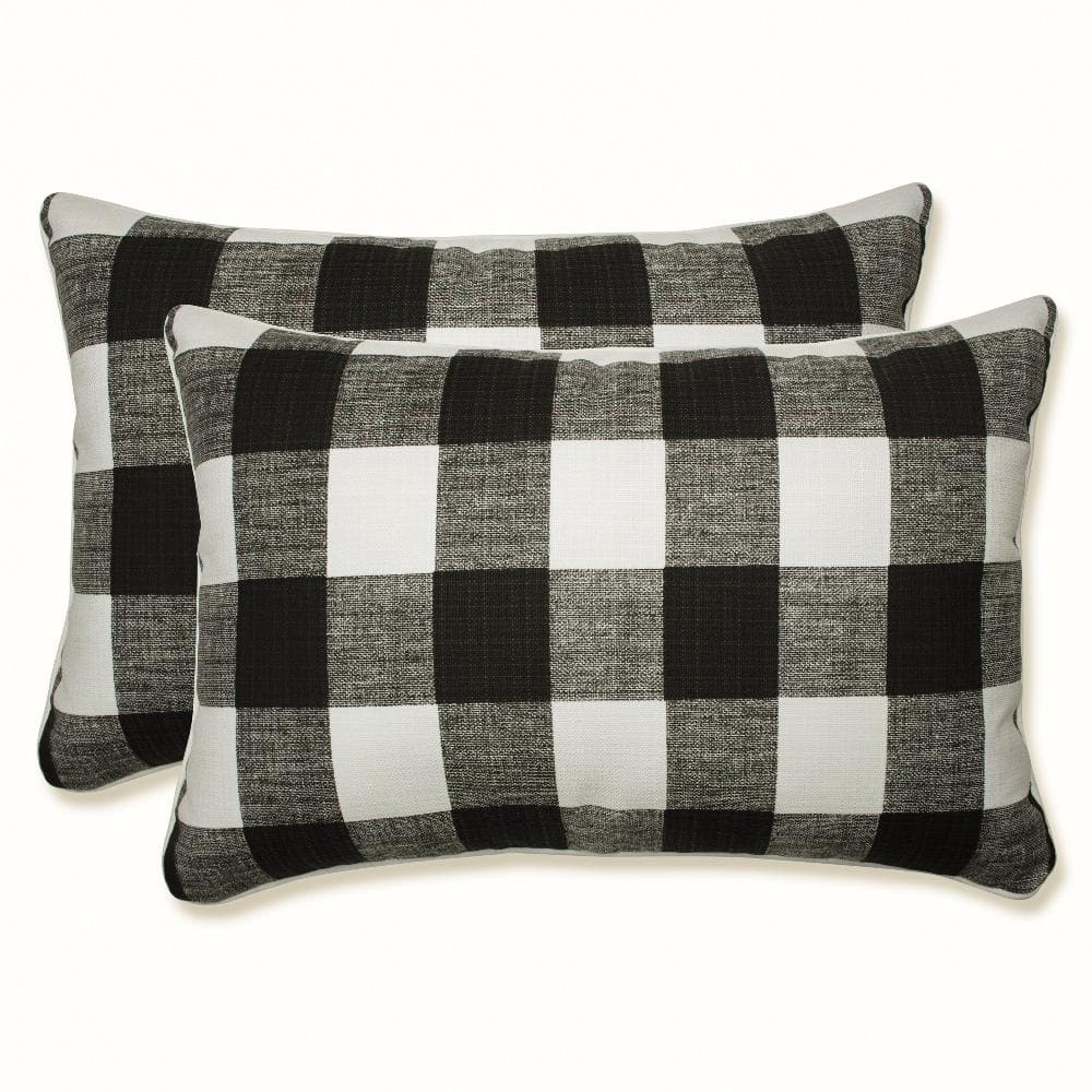Anderson Black and White Plaid Rectangular Throw Pillows Set