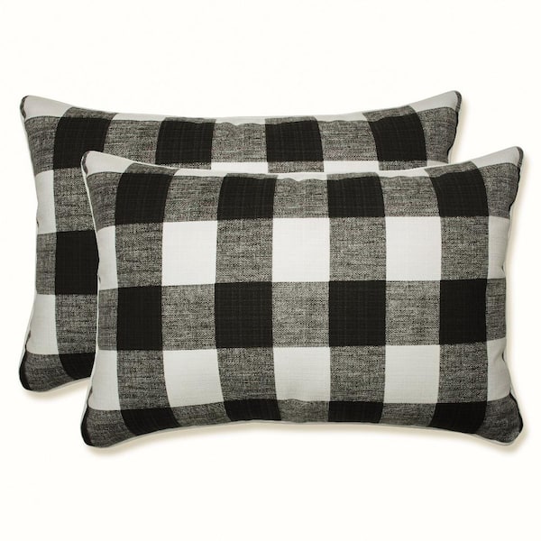 Pillow Perfect Black Rectangular Outdoor Lumbar Throw Pillow 2-Pack