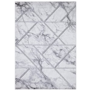 BrightonCollection Bellucci Silver 3 ft. x 5 ft. Geometric Area Rug