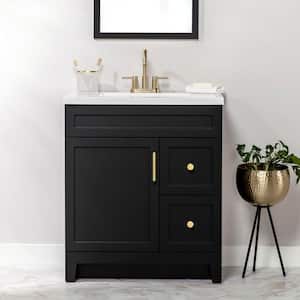 Chasbury 31 in. Single Sink Matte Black Vanity with White Cultured Marble Top (Assembled)
