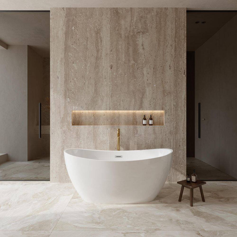 Dorrit 60 in. L x 32 in. W Soaking Bathtub with Center Drain in White/Polished Chrome Trim price history on PriceWatchPro