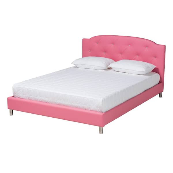 Baxton Studio Canterbury 3 Piece Pink and Silver Full Bedroom Set