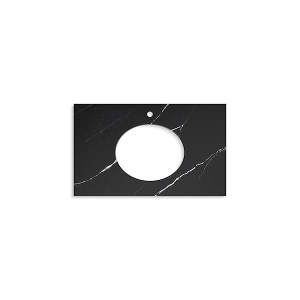 Silestone 37 in. W x 22.4375 in. D Quartz Oval Cutout with Vanity Top in Eternal Marquwith