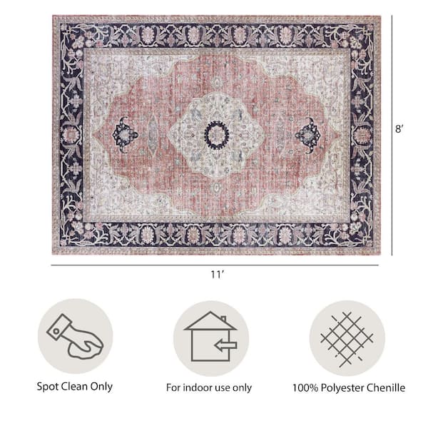 Imagine Chenille Constance Blush 8 ft. x 11 ft. Medallion Polyester Area Rug