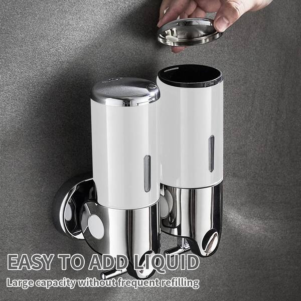 Dyiom 2 Chamber Wall Mounted Bathroom Shower Pump Dispenser and Organizer-Black