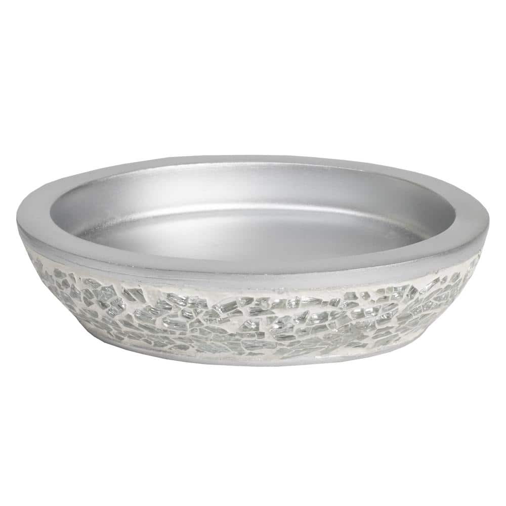 Hollywood Glam Silver Resin Circular Soap Plate