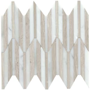 Bizou White/Cream 10 in. x 12 in. Polished Marble Mosaic Wall Tile (5.02 sq. ft./Case)
