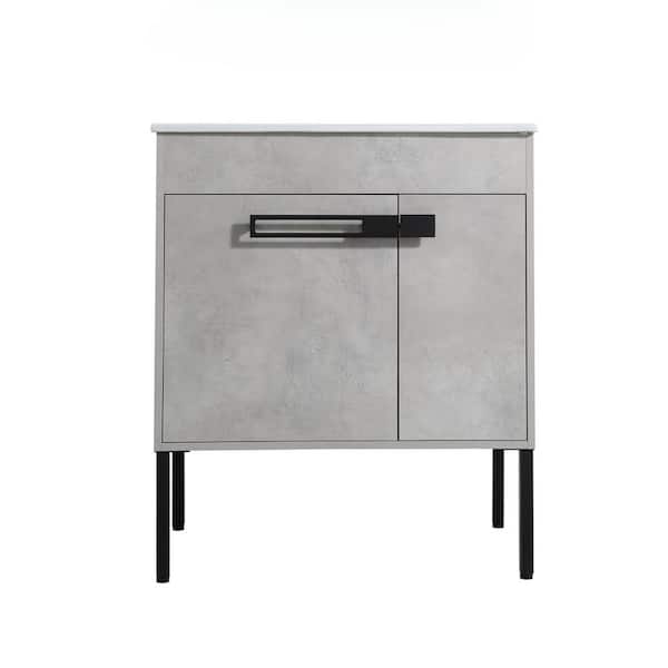 Boosicavelly 30.00 in. W x 18.30 in. D x 35.00 in. H Single Sink Freestanding Bath Vanity in Cement Grey with White Ceramic Top