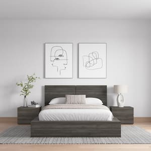 James 4-Piece Gray Oak Queen Size Bedroom Set