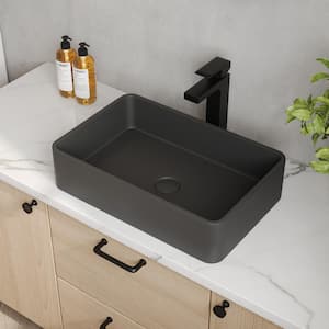 Black Concreto 20 in. L x 13 in. W x 5 in. H Rectangular Bathroom Vessel Sink