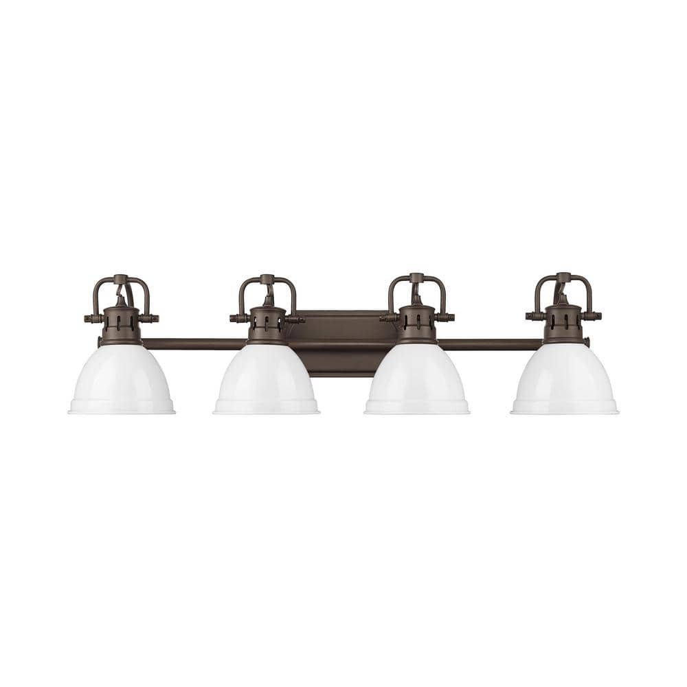 Duncan 8.25 in. 4-Light Rubbed Bronze Vanity Light with White Shade price history on PriceWatchPro