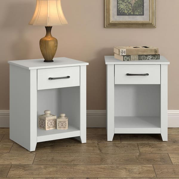 GALANO Gretta 1-Drawer White Nightstand Sidetable (23 in. H x 18.7 in. W x 15.7 in. D) (Set of 2)