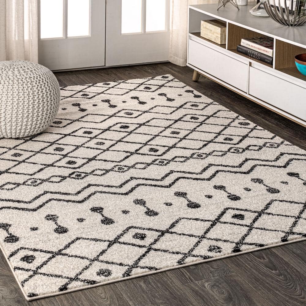 JONATHAN Y Aksil Moroccan Beni Souk Cream/Black 8 ft. x 10 ft. Area Rug ...