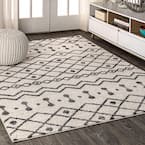 JONATHAN Y Aksil Moroccan Beni Souk Cream/Black 8 ft. x 10 ft. Area Rug ...