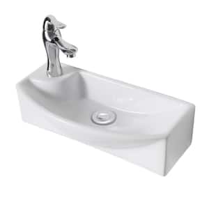 Laura 18-1/8 in. Wall Mounted Bathroom Sink in White Faucet Hole Left