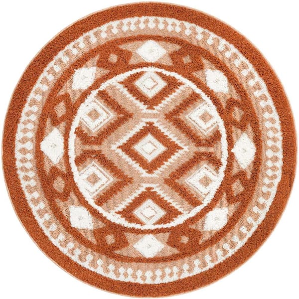 Unique Loom Boho Gigi Rust Red 5 ft. 3 in. x 5 ft. 3 in. Area Rug