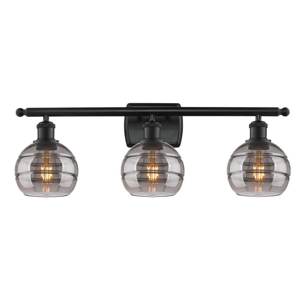Rochester 25.88 in. 3-Light Matte Black Vanity Light with Glass Shade price history on PriceWatchPro