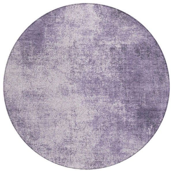 Chantille Machine Washable Indoor/Outdoor Abstract ACN1903 Lavender 8 ft. x 8 ft. Round Rug