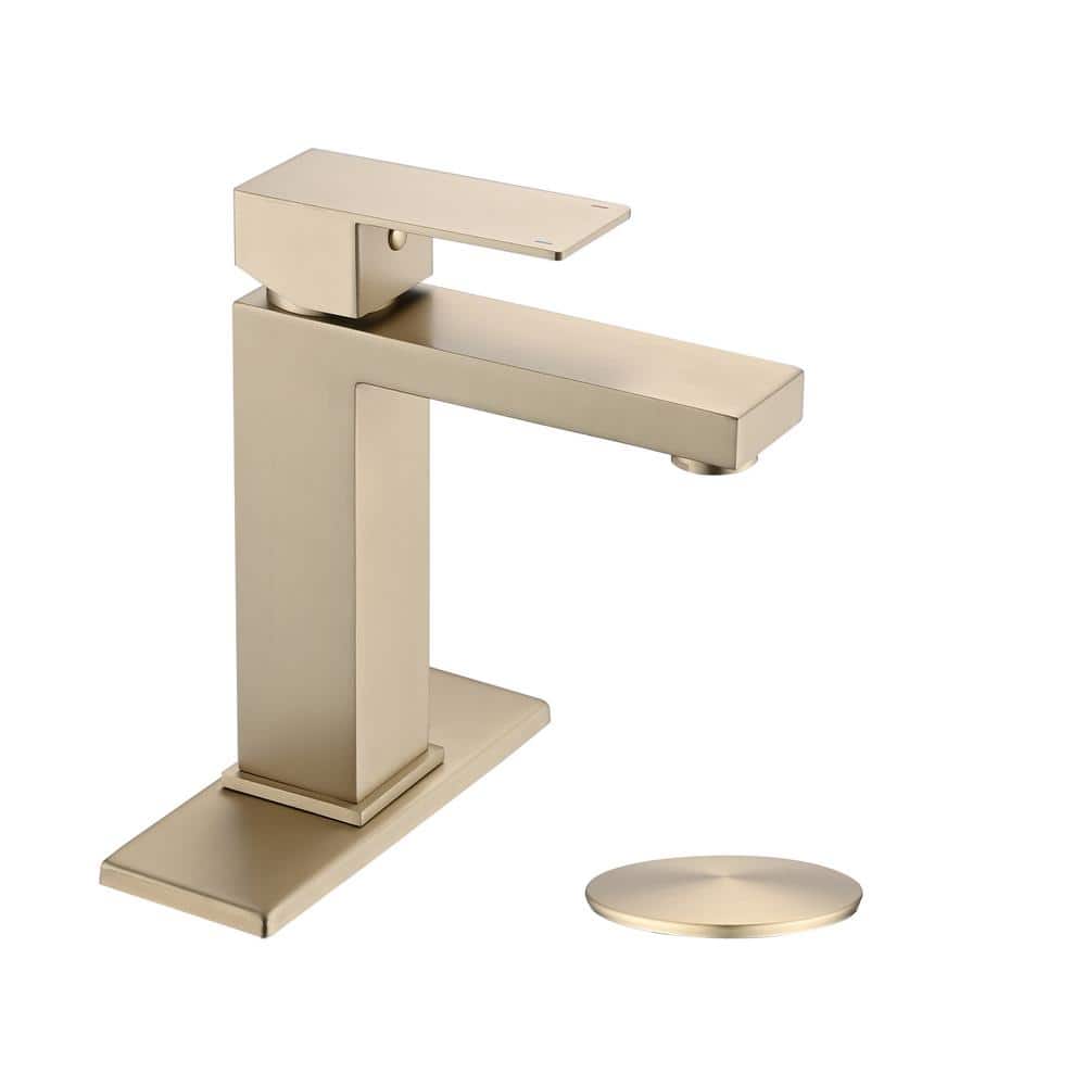 Modern Single Handle Single Hole Bathroom Faucet with Deckplate Included and Spot Resistant in Brushed Gold price history on PriceWatchPro