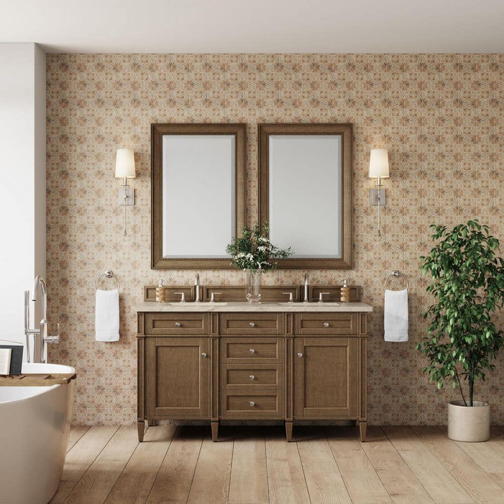 Brittany 60.0 in. Double Bath Vanity in Saddle Brown with Tajnar Engineered Composite Top price history on PriceWatchPro
