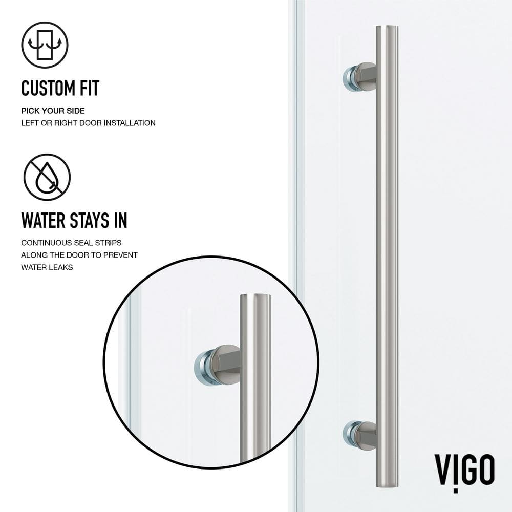 Elan 72" Frameless Clear Glass Sliding Shower Door with Stainless Steel Hardware