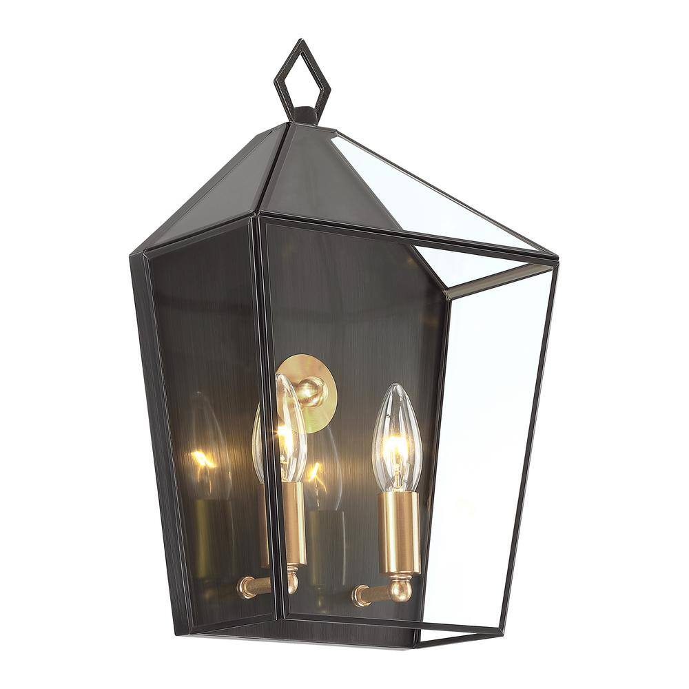 C Cattleya 2-Light Dark Bronze Brass Outdoor Wall Lantern Sconce With ...