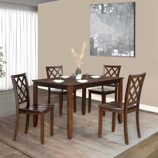 Furniture of America Manheim 5-Piece Rectangle Dark Cherry Solid Wood Top Dining Room Set Seats 4