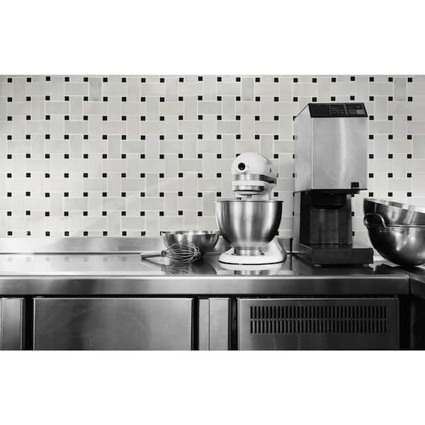 Greecian White Basketweave 12 in. x 12 in. x 0.38 in. Polished Marble Mesh-Mounted Mosaic Tile (1 sq. ft./Each)