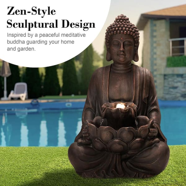 Glitzhome 28.25 in. H Zen Style Meditating Buddha Statue Polyresin