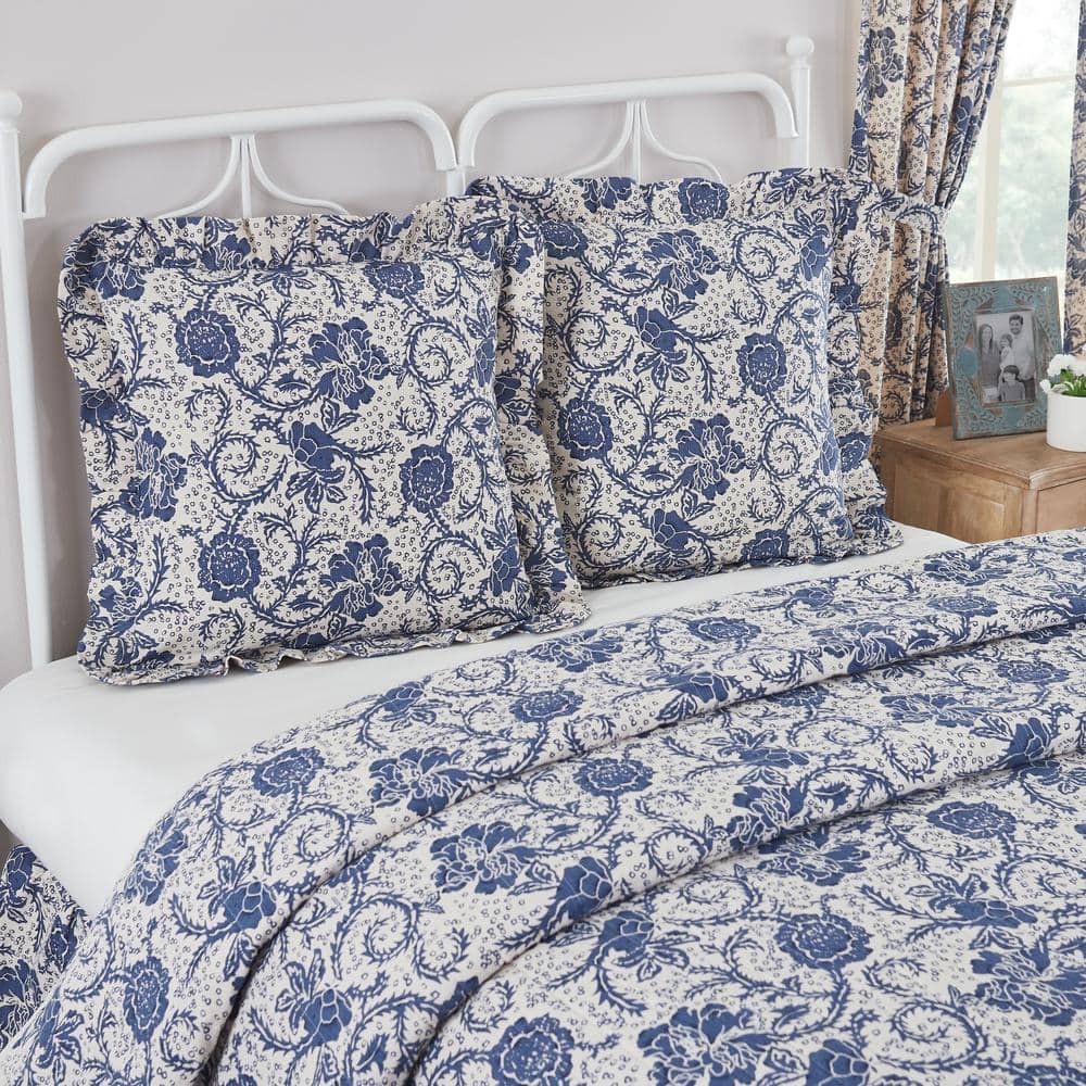 VHC Brands Dorset Navy Cotton Pillow Sham