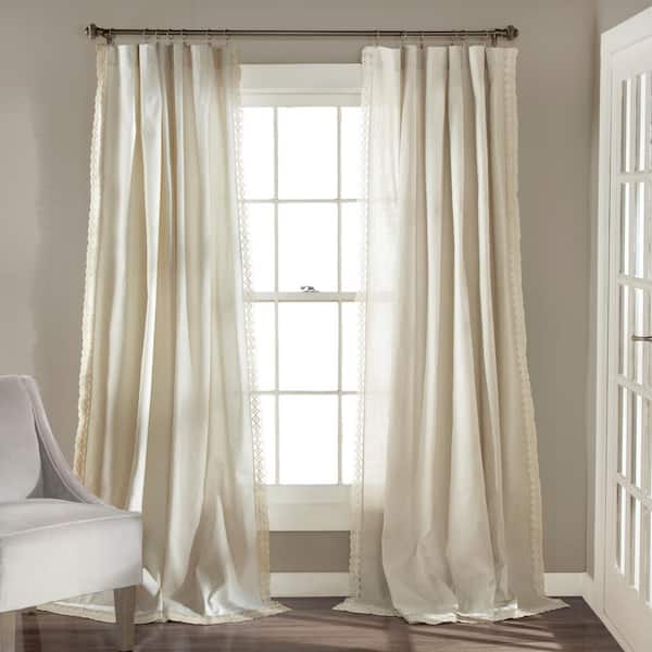 Lush Decor Ivory Linen Rod Pocket Room Darkening Curtain - 54 in. W x 84 in. L (Set of 2)