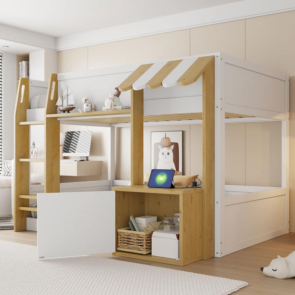 White Twin Over Twin Bunk Bed with Integrated Desk, Storage and Ladder and USB ports price history on PriceWatchPro