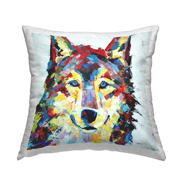 Stupell Industries Urban Style Wolf Portrait Multi-Color Square Outdoor Throw Pillow