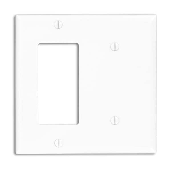 Leviton White 2-Gang 1 Decora / 1 Blank Wall Plate